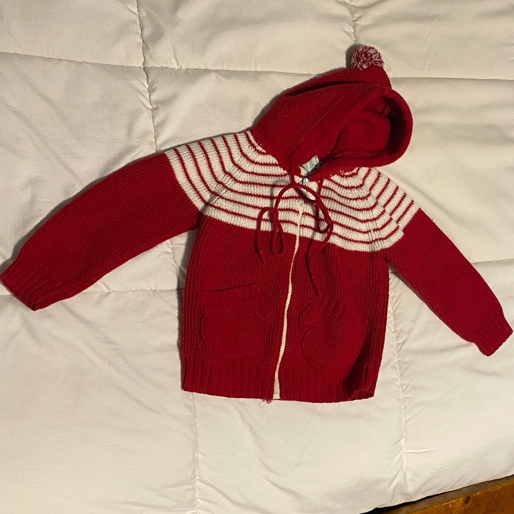 Vintage Red and White Kids Sweater